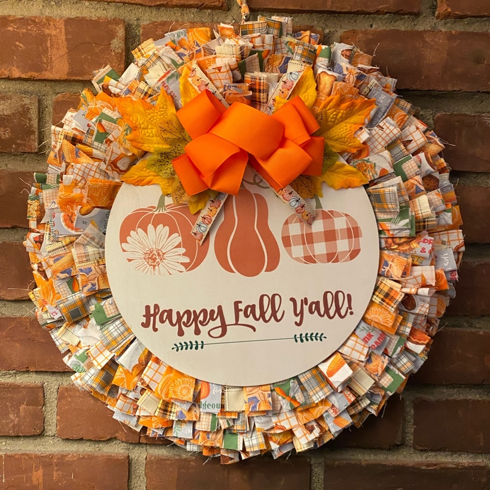 Happy Fall Y’all!  Rag Wreath
